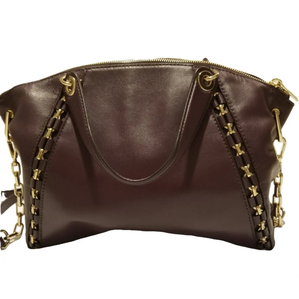 Michael Kors Sadie Leather Satchel & Mott Wallet Damson | Gold Hardware NWT - Picture 4 of 13